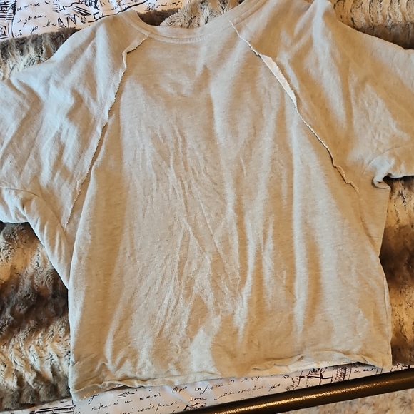 Vintage Gray Crop T-Shirt Short Sleeve Relaxed - Picture 2 of 3